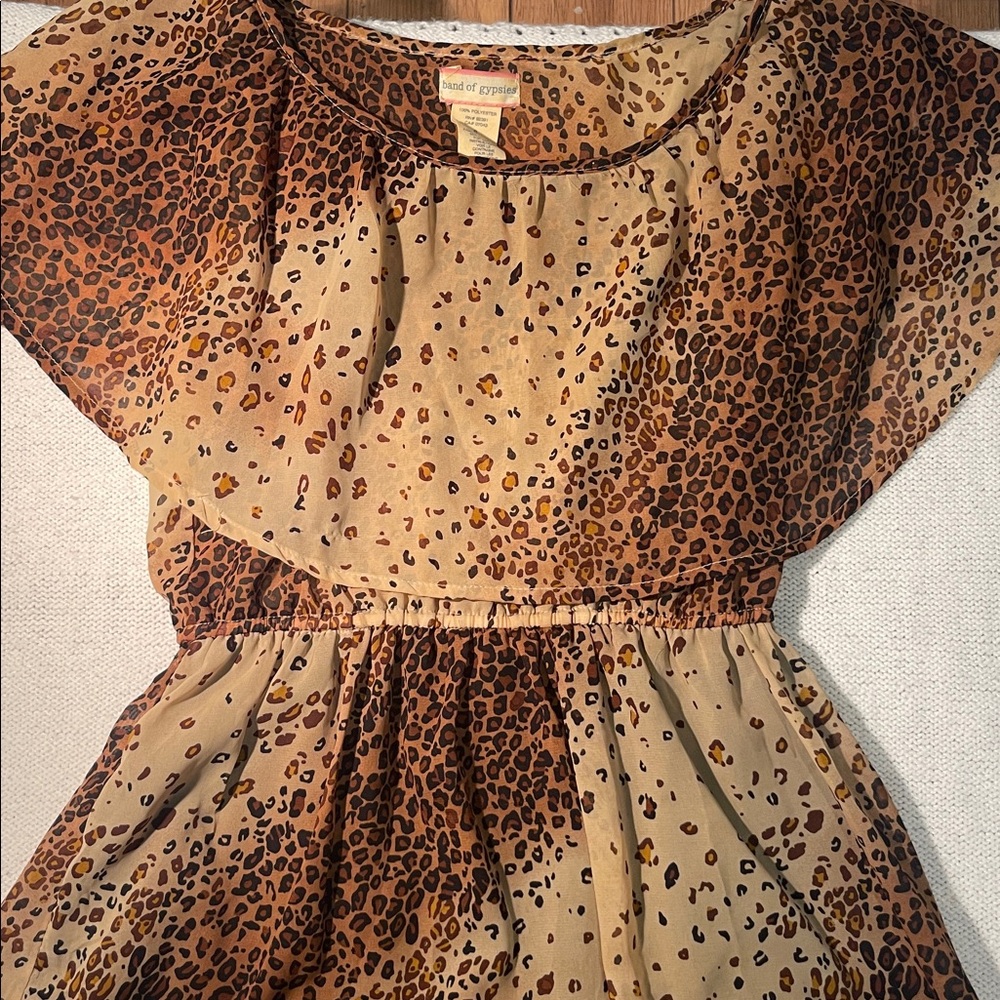 Band of gypsies Leopard Print Dress small fairy boho